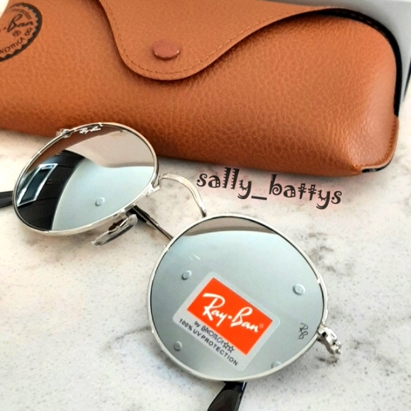 RayBan (Store Display) Round Metal Reflective Silver RB3447 Mirror - Picture 7 of 14